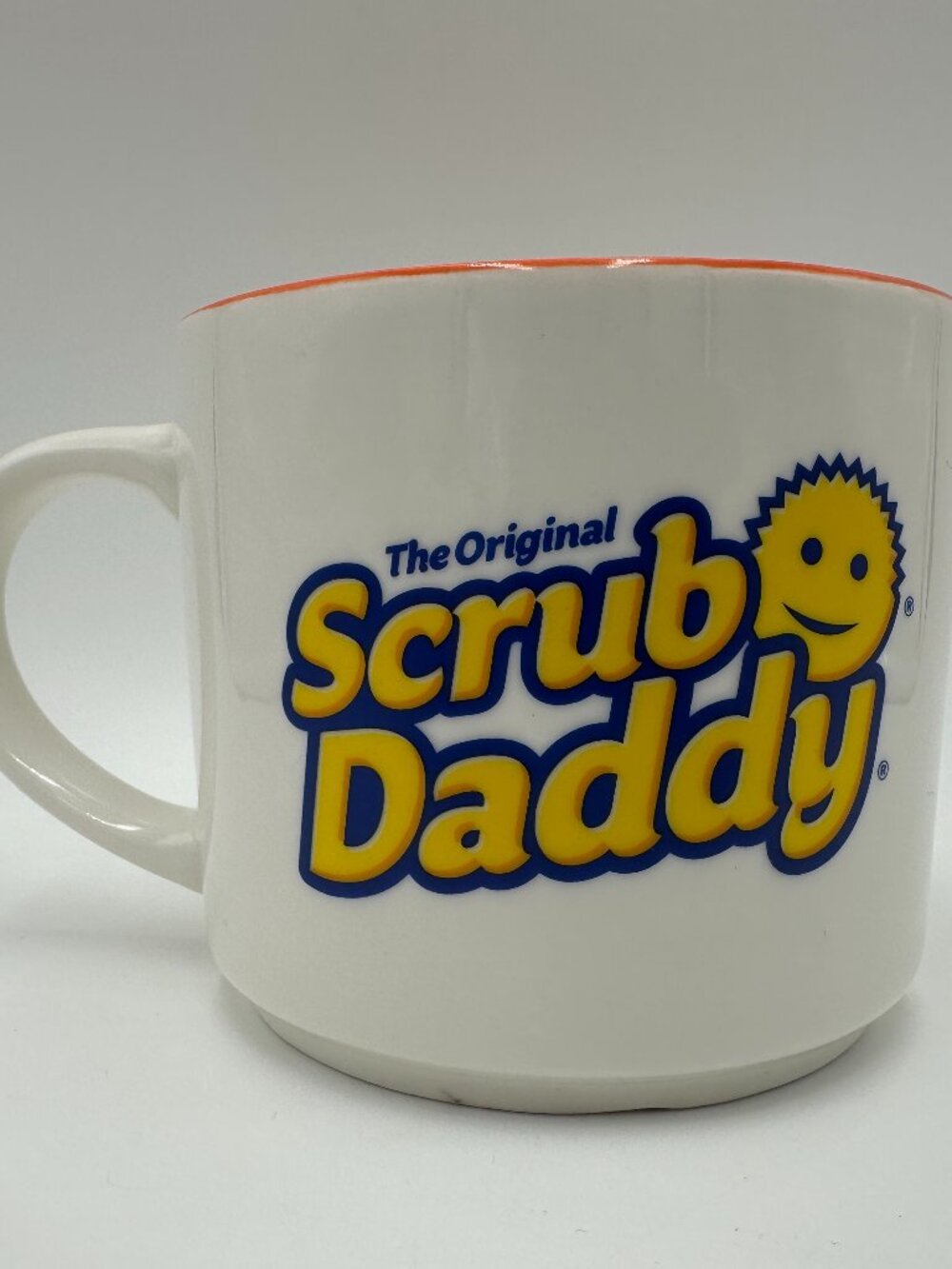 Scrub Daddy 16 oz Ceramic Coffee Mug / White and Orange
